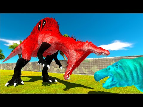 DEADPOOL SPINOSAURUS JUNGLE DEATH RUN - Animal Revolt Battle Simulator