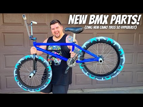 UNBOXING AND INSTALLING NEW BMX PARTS! *NEW TEAL CAMO TIRES*