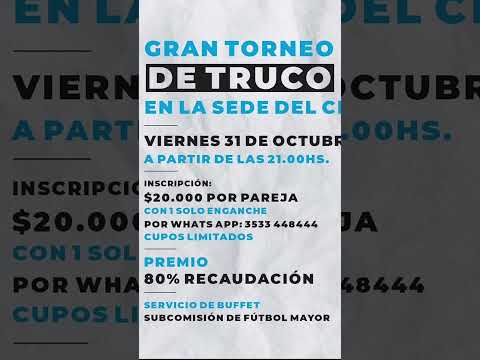 Viernes 31/10/25. 21 hs. Las Varillas, Prov. de Cordoba.  #locosxeltruco #truco #trucoargentino