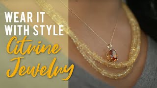 Golden Citrine Rhodium Over 10k White Gold Childrens Necklace .10ct Related Video Thumbnail