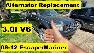 Alternator Replacement 3.0 v6 Ford Escape Mercury Mariner 2008 2009 2010 2011 2012 08 09 10 11 12