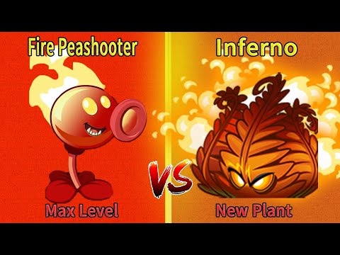PvZ 2 8.9.1 - Max Level Inferno Vs Fire Peashooter - Which Plant Will Win?(New Update,New plant)