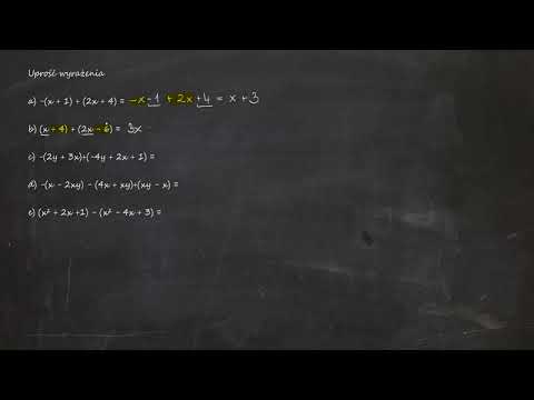 Uprość wyrażenia a) -(x + 1) + (2x + 4)b) (x + 4) + (2x - 6)c) -(2y + 3x)+(-4y + 2x + 1)