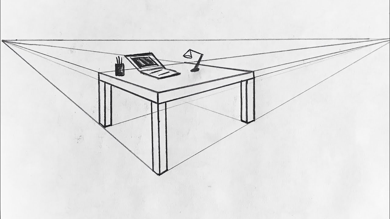 İki kaçış noktalı perspektif masa çizimi | kolay çizimler