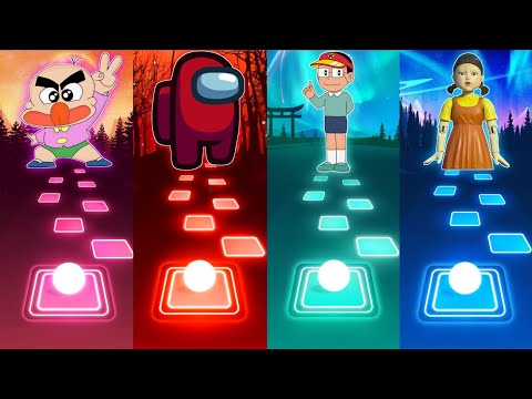 Hagemaru vs Among Us vs Kiteretsu vs Squid Game - Tiles Hop EDM Rush