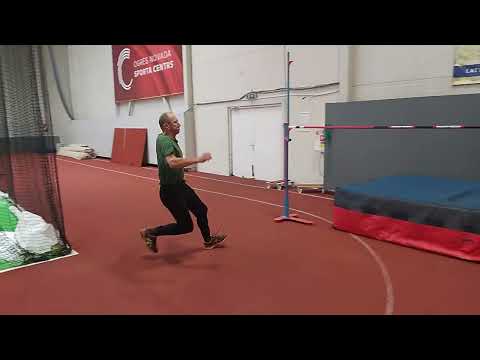 High jump 1.50m training  by Gunārs Vaivods (M64) in Ogres NSC hall 06.05.2024