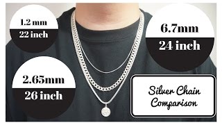Silver Chains Length and Width Comparison