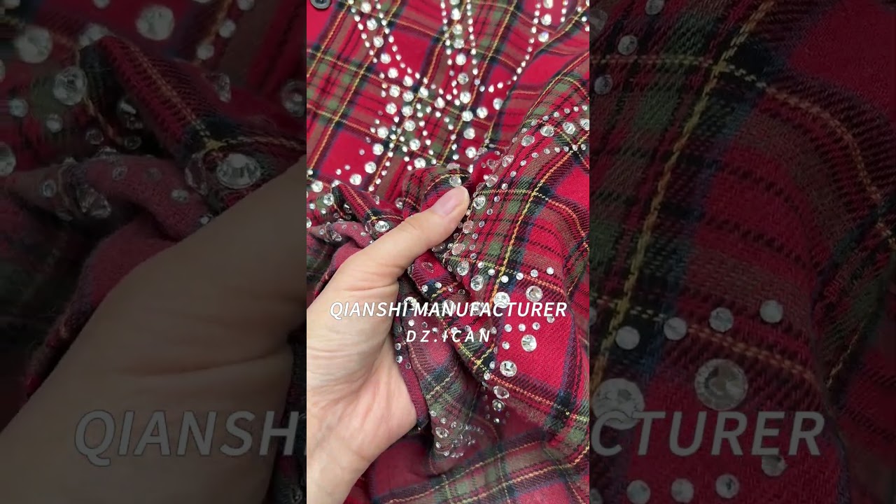 Red Check Shirt Sparkle: Rhinestone & Custom Plaid 🔴✨ #customshirts  #rhinestone  #plaid