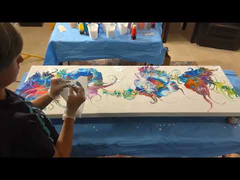 Morning Glory - The Making of a Large Fluid Acrylics Abstract Floral Painting- Time lapse- Rainbow
