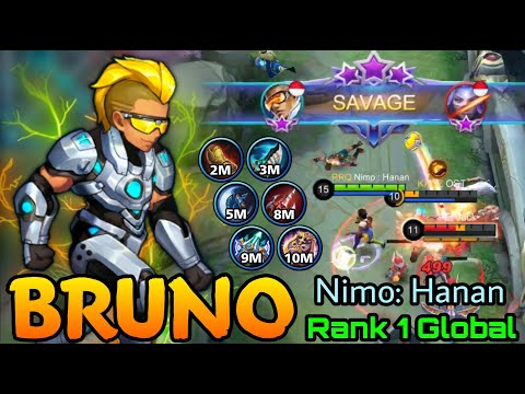 Bruno Perfect SAVAGE!! - Top 1 Global Bruno by Nimo : Hanan - Mobile Legends
