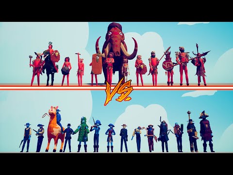 MEGA WILD WEST TEAM vs MEGA TRIBAL TEAM - Totally Accurate Battle Simulator | TABS
