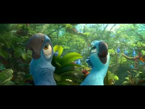 Rio 2 official trailer thumbnail with Blu, Jewel, and the flock flying above Carnival fireworks