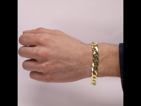 R8 - 9ct Yellow Gold Solid Italian Bevelled Edge Curb - 10mm