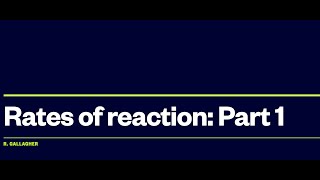 Rate of reaction part 1