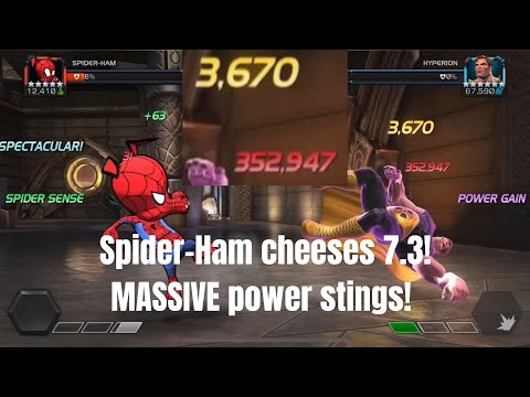 This is INSANE! Spider-Ham does massive power sting damage! 7.3 cheese | Marvel Contest Of Champions