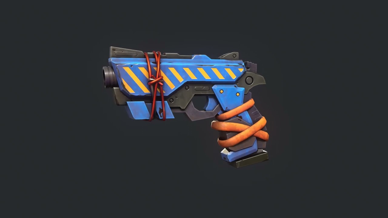 Stylized Hand painted Pistol 3D Model