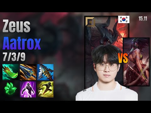 Zeus Top Aatrox vs Akali lol KR solo rank Full Game 15.11 | 제우스 아트록스 vs 아칼리