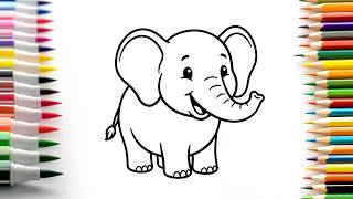 Learn Colors with a Cute Elephant | Coloring for Kids