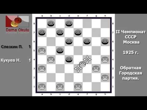 Н. Кукуев - П. Слезкин. 2-й чемпионат СССР. 1925 г.  Обратная Городская партия.