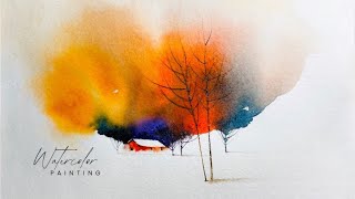 Simple Autumn Watercolor Painting | Perfect for Beginners
