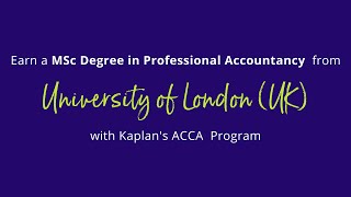 MSc degree from University Of London with Kaplan