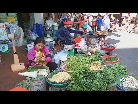 Boeung Proleut Market Food View - Morning Walking Around Market - Phnom Penh Market