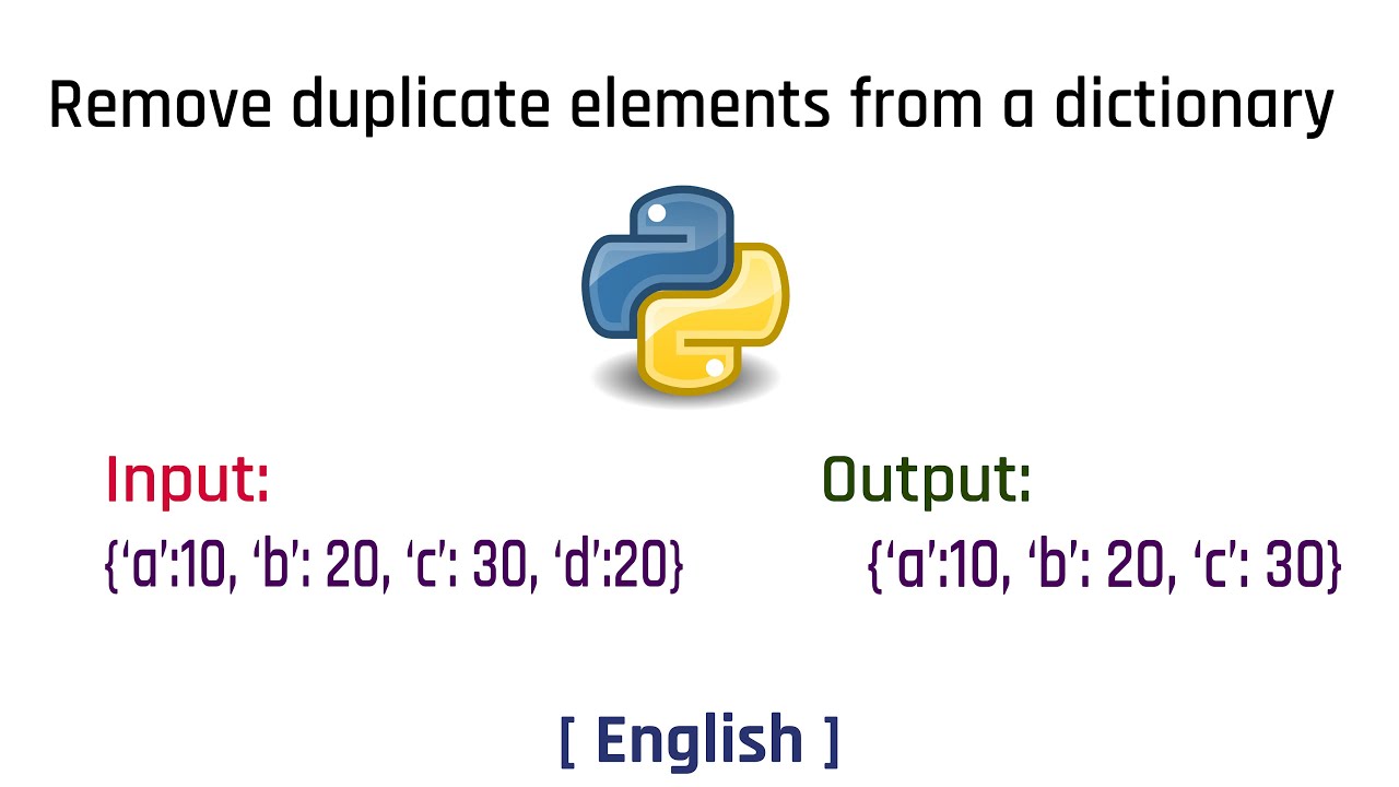 Remove duplicate elements from dictionary | Python | English | Tutorial | 2022