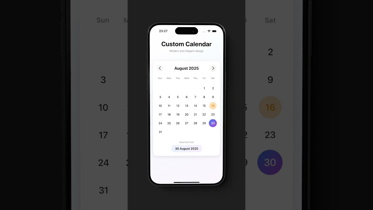 🗓️ SwiftUI Custom Calendar - Modern Date Picker Component