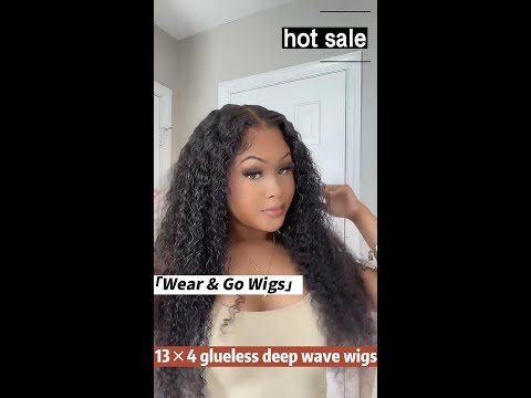 Wavymy Deep Wave Wear & Go Wigs Dome Cap Glueless 13x4 HD Lace Front Wigs 180% Denisity
