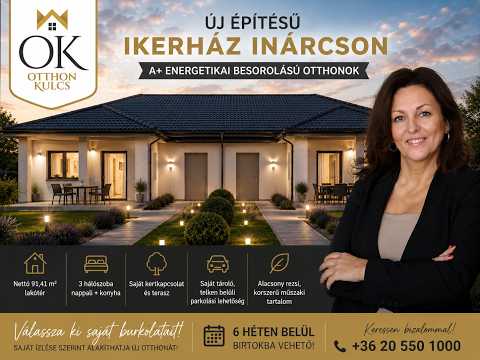 Eladó új építésű ikerház, Inárcs 4 szoba 91 m² 89 M Ft