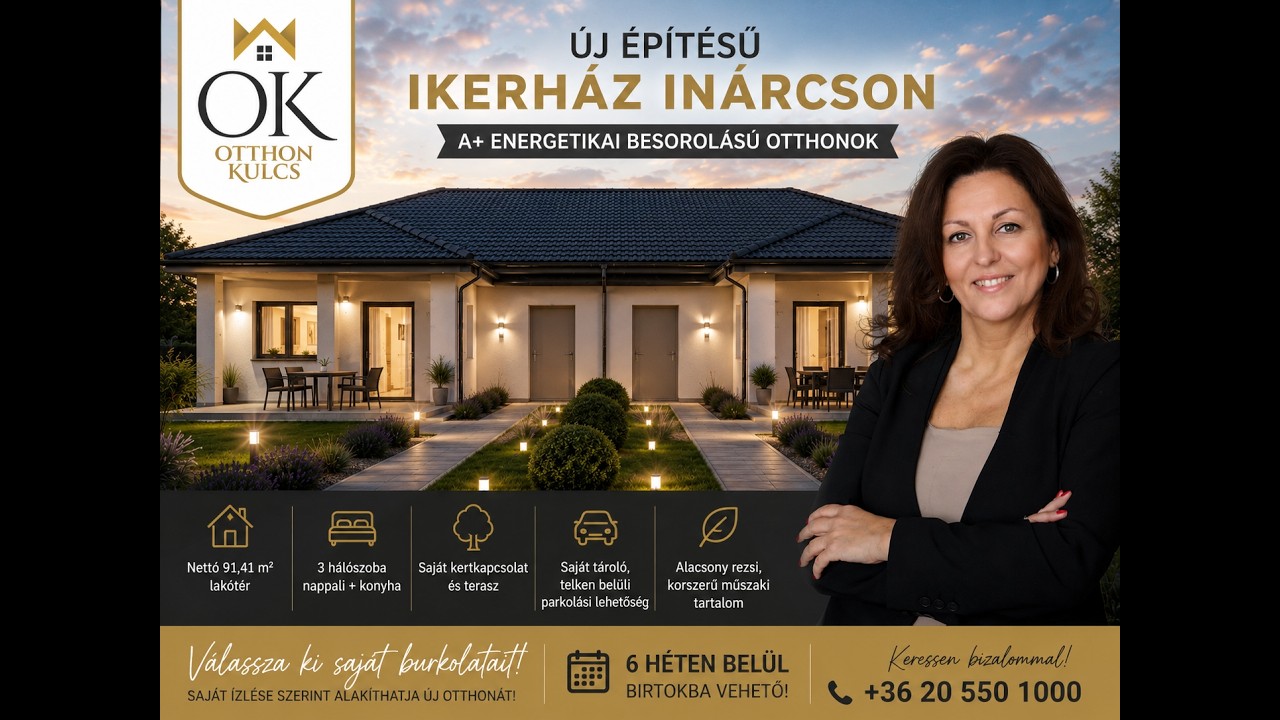 Eladó új építésű ikerház, Inárcs 4 szoba 91 m² 89 M Ft
