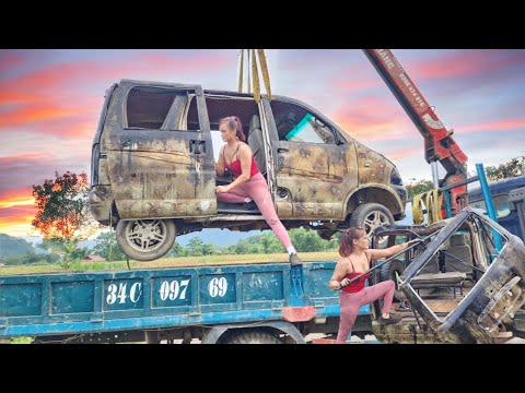 The genius girl repairs and rebuilds an old car that was abandoned as scrap -(P1).