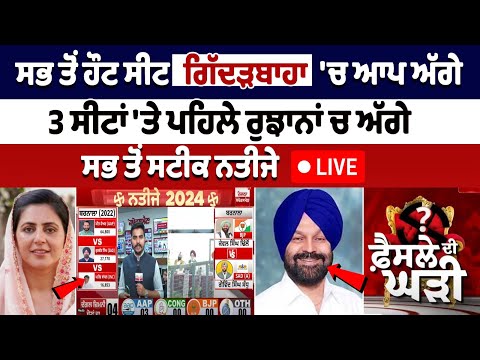 ਸਭ ਤੋਂ Hot Seat Gidderbaha 'ਚ AAP ਅੱਗੇ, 3 ਸੀਟਾਂ 'ਤੇ ਪਹਿਲੇ ਰੁਝਾਨਾਂ ਚ ਅੱਗੇ, ਸਭ ਤੋਂ ਸਟੀਕ ਨਤੀਜੇ