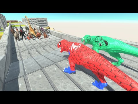 Trying to escape from SPIDER-MAN & HULK T-REX - Animal Revolt Battle Simulator