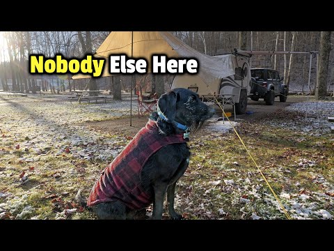 Cold, Rainy Winter Camping Alone with My Dog | Nobody Else Here
