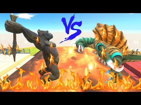 GIGAN VS KING KONG Fight in LAVA - Animal Revolt Battle Simulator