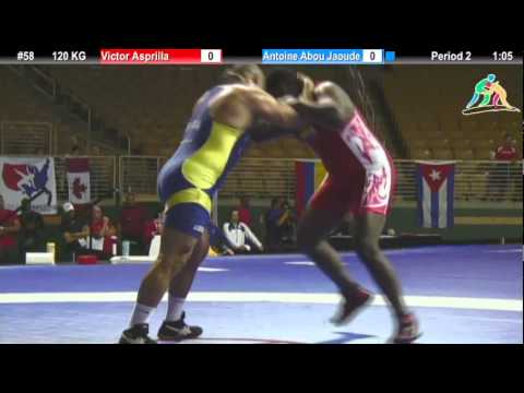 2012 Pan Am: 120 KG GR Quarterfinal: Victor Asprilla (COL) vs. Antoine Abou Jaoude (BRA)