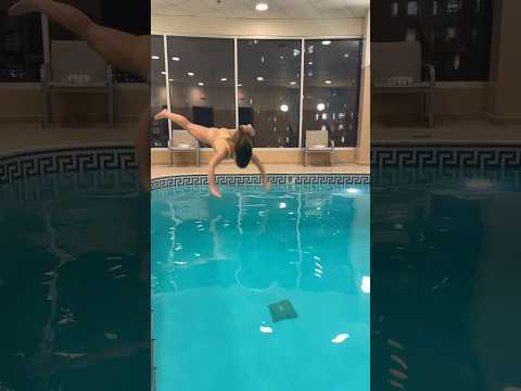 Trick Dive into Rooftop Swimming Pool at Hotel #shorts