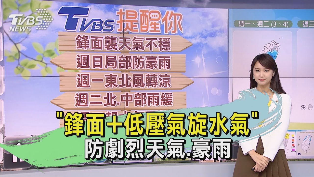 「鋒面+低壓氣旋水氣」 防劇烈天氣、豪雨