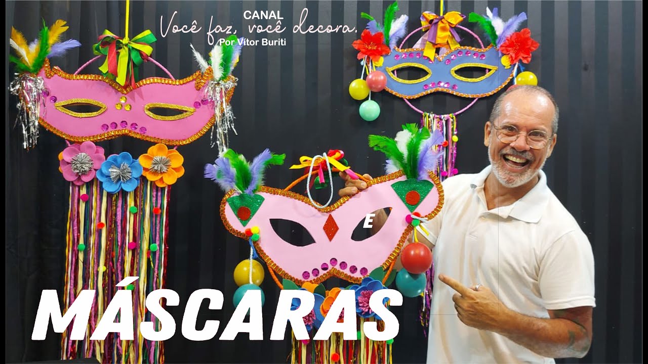 PASSO A PASSO DE COMO FAZER MÁSCARAS DE CARNAVAL PARA DECORAÇÃO DE FESTAS