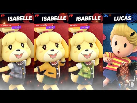 [Amiibo] Cerberus, Nottabelle, and Fluffie (Isabelle Amiibo) vs. Lucas with Spirits