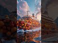 🛳️🍓🍇 ASMR Glass Fruit Ships Glide Across American Waters - A Fierce Symphony" #americe #sea #fruits