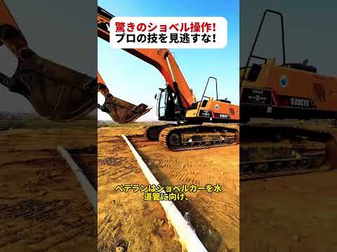 驚きのショベル操作！ プロの技を見逃すな！  #ショベルカー #建設技術 #重機操作 #水道管越え #プロのテクニック