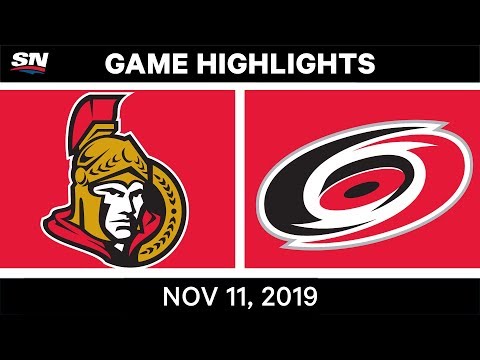 NHLハイライト｜セネターズ対ハリケーンズ 2019年11月11日 (NHL Highlights | Senators vs. Hurricanes– Nov. 11, 2019)