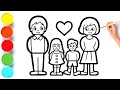My family👪👪 drawing for kids &toddlers | 4 family members drawing | Family👪 drawing