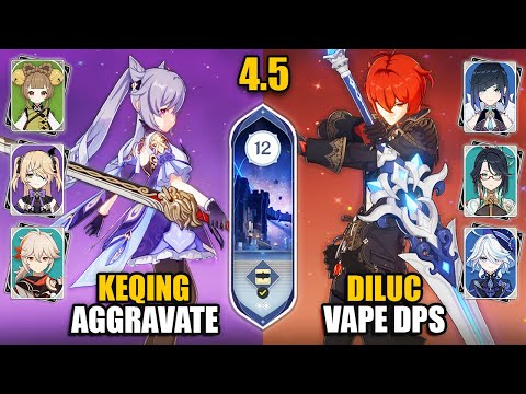 F2P C0 Keqing Aggravate & Diluc Vape Plunge Team | Spiral Abyss 4.5 Floor 12 | Genshin Impact