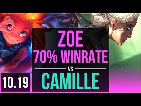 ZOE vs CAMILLE (MID) | 70% winrate, KDA 8/3/9 | KR Grandmaster | v10.19