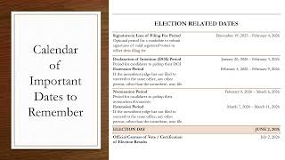 Calendar of Important Dates to Remember