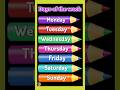 Weekdays Song In English Sunday Monday Tuesday Song English Days Of The Week In English