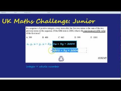 UK Maths Challenge: Junior - Integers